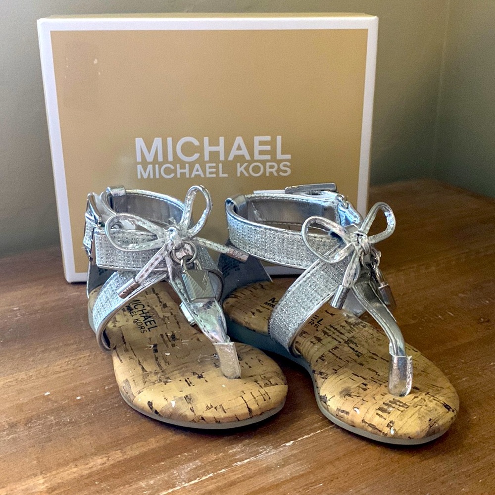 Michael Kors Silver Demi Sash Sandals - Toddler Size 5